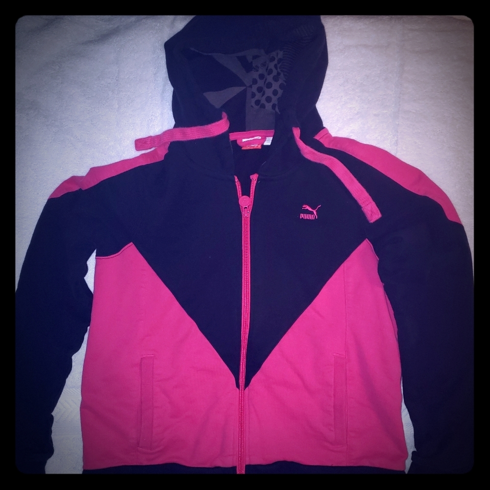 Puma Jacket Black & Pink Childs Small
